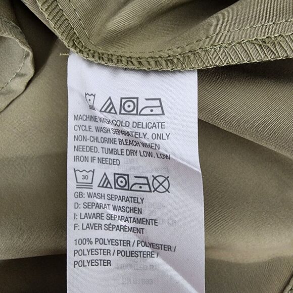 Denim & Co. Tunic Top Medium Roll Tab Sleeve Button Soft Utility A227885 Olive - Picture 8 of 10